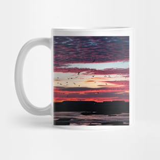 Pink and Purple Sunset with Birds in Iceland Mug